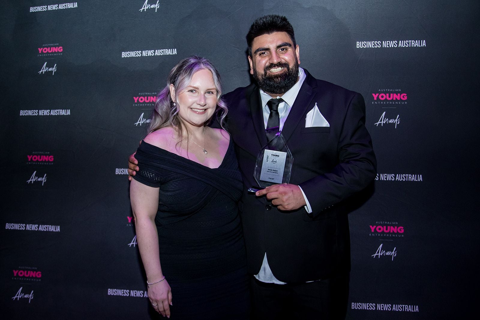 2025 Sydney Young Entrepreneur Awards Gala dinner Winners accepting trophies on stage at the 2025 Sydney Young Entrepreneur Awards